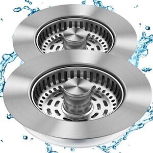 3 in 1 Kitchen Sink Drain Strainer and Stopper Stainless Steel 2 PACK